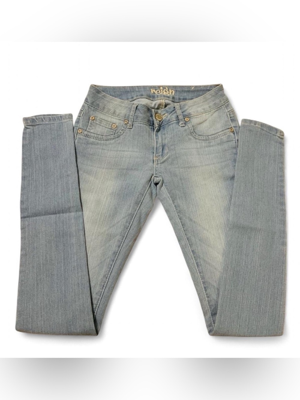VINTAGE Y2K REIGN Light Blue Skinny Women's Jeans - Faded Wash